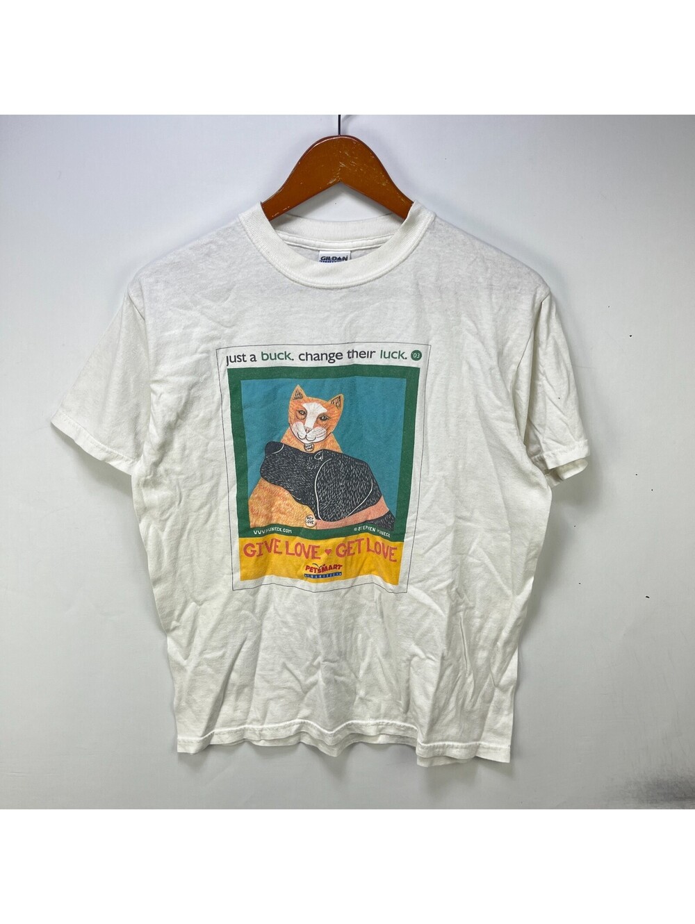 Vintage 90s PetSmart Cat Dog Animal Rescue Art T Shirt M